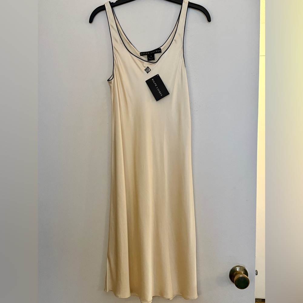 Ralph Lauren Cream Silk Dress Size Small NWT